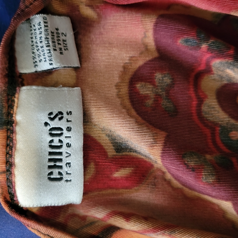 Chico's Travelers Size 2 Large (12/14) Sleeveless Red Floral Blouse - Picture 5 of 9